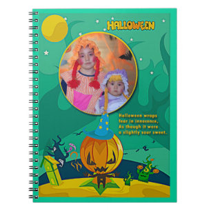 Halloween Jack o' Lantern Wizard Family Foto Notizblock