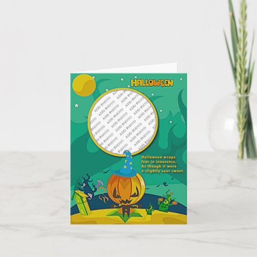 Halloween Jack o' Lantern Wizard Foto Frame hinzuf Karte (Vorderseite)