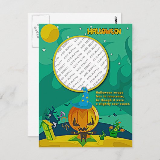 Halloween Jack o' Lantern Wizard Foto Frame hinzuf Postkarte (Vorne/Hinten)