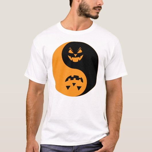 Halloween Jack o-lantern Yin Yang T-Shirt (Vorderseite)