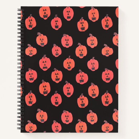 Halloween Jack-o-Lanterns auf Schwarz Notizblock (Vorderseite)
