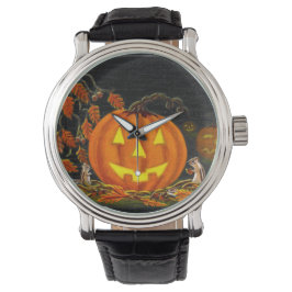 Halloween,Jack-O-Lanterns,Chipmunks,Herbst,Blätter Armbanduhr