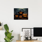 Halloween Jack O’Lanterns Spuk Friedhof Poster (Heimbüro)