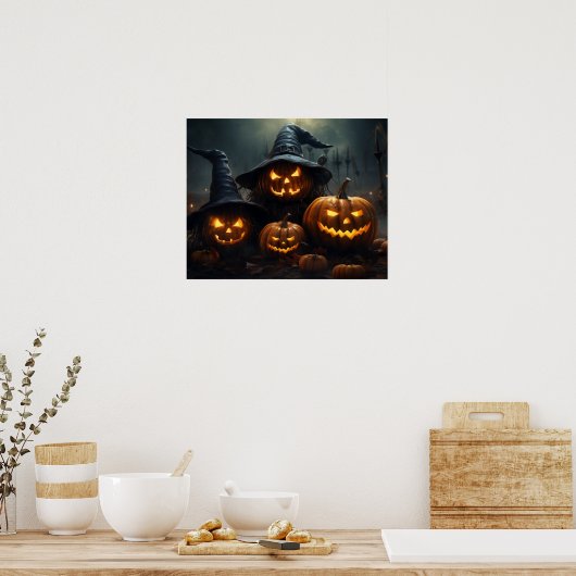 Halloween Jack O’Lanterns Spuk Friedhof Poster (Küche)