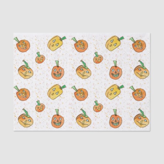 Halloween Jack-O-Lanterns Wasserfarbe Seidenpapier (Vorderseite)