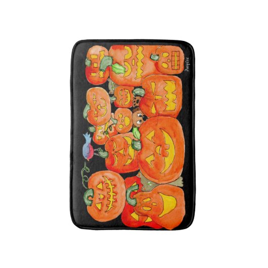 Halloween Jack-O-Lanterns with Animals Badematte (Vorderseite Vertikal)