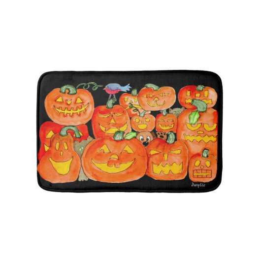 Halloween Jack-O-Lanterns with Animals Badematte (Vorderseite)