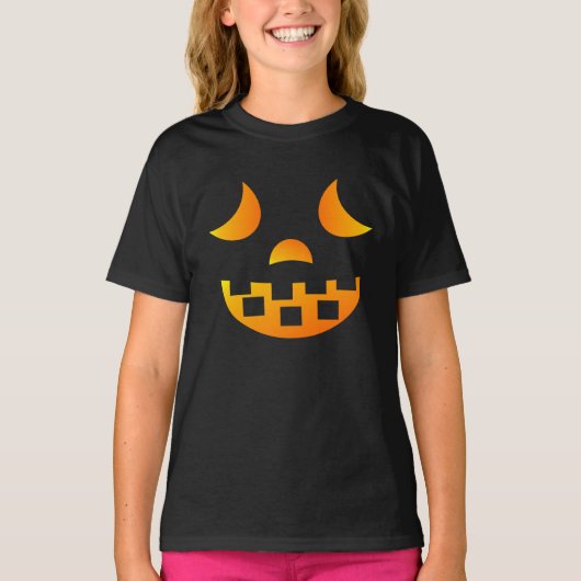 Halloween-Jack-o'-Laterne-Face-Girl-T - Shirt (Vorderseite)