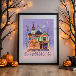 Halloween Jack-o' Laterne House Art Print Poster