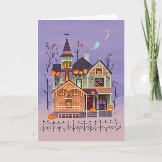 Halloween Jack-o'-Laterne House Card Karte (Vorderseite)