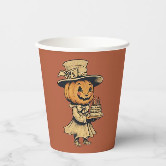 Halloween Jack-o' Laterne in Orange Paper Cups Pappbecher (Vorderseite)