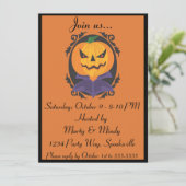 Halloween-Jack-o-Laterne-Kopfportrait Einladung (Stehend Vorderseite)