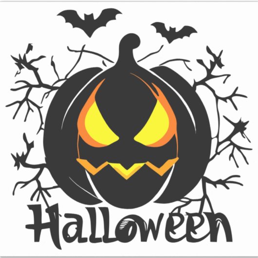 Halloween Jack-o-Laterne und Fledermäuse Aufkleber (Vorderseite)