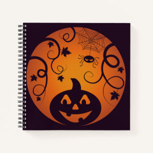 Halloween Jack o Laternen-Kürbisgesicht und Spinne Notizblock