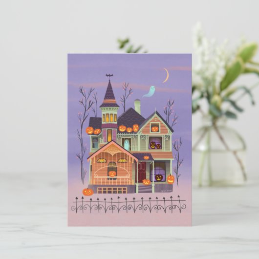 Halloween-Jack-o'-Laternenhaus-Party Einladung (Stehend Vorderseite)