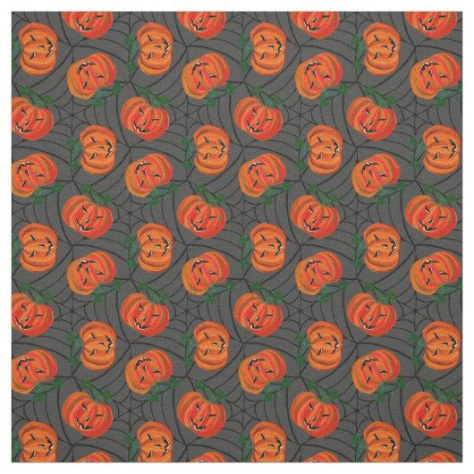 Halloween Jack o'lantern CobwebPattern Pumpkins Stoff (Muster)