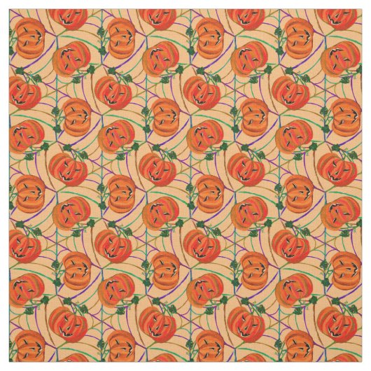 Halloween Jack o'lantern CobwebPattern Pumpkins Stoff (Muster)