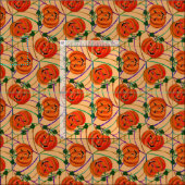 Halloween Jack o'lantern CobwebPattern Pumpkins Stoff (Kachel)