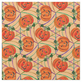 Halloween Jack o'lantern CobwebPattern Pumpkins Stoff