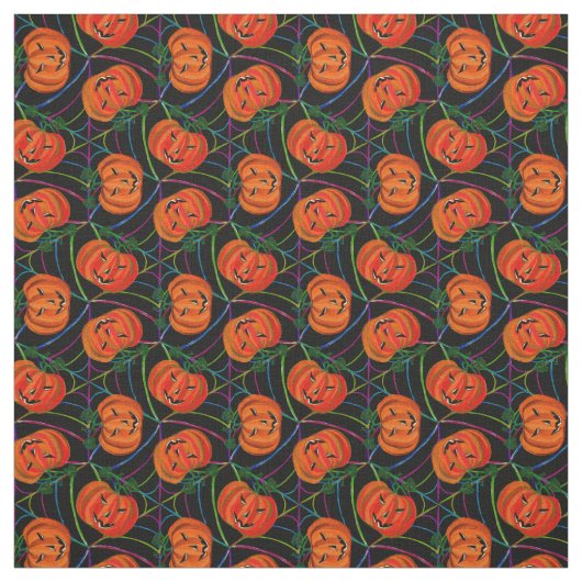Halloween Jack o'lantern CobwebPattern Pumpkins Stoff (Muster)