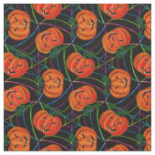 Halloween Jack o'lantern CobwebPattern Pumpkins Stoff (Nahaufnahme)