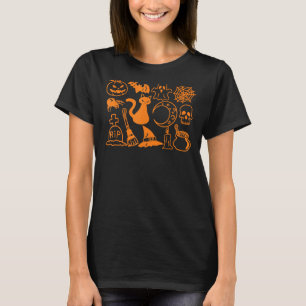 Halloween Jack O'Lantern, Fledermaus Katze Geist M T-Shirt