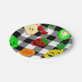 halloween jack o'lantern frucht gingham pappteller (Schrägansicht)