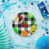 halloween Jack o'lantern fruit gingham Pappteller (Party)
