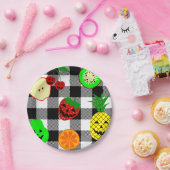 halloween Jack o'lantern fruit gingham Pappteller (Party)