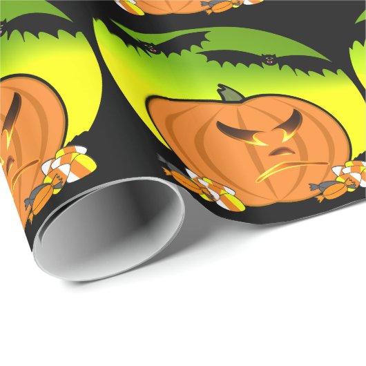 Halloween-Jack O'Lantern Geschenkpapier (Rolleneckpunkt)
