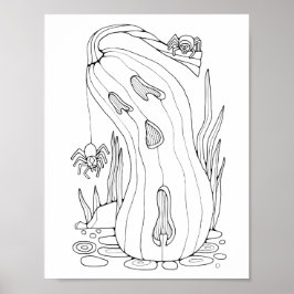 Halloween Jack O'Lantern Spiders Farbgestaltung Poster