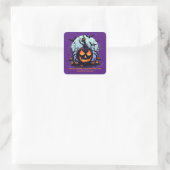 Halloween Jack O'Lantern und Fledermäuse Quadratischer Aufkleber (Tasche)