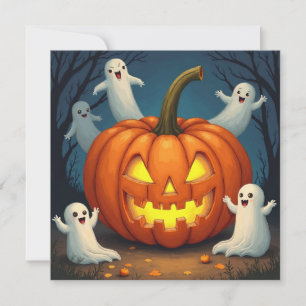 Halloween Jack O'Lantern und Geist Feiertagskarte