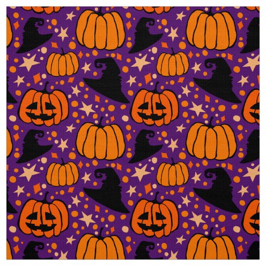 Halloween Jack O'Lantern und Lila Rotzerhut Stoff (Muster)
