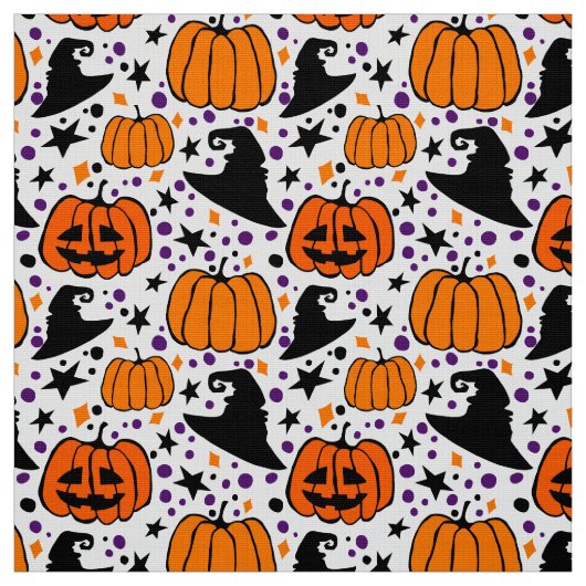 Halloween Jack O'Lantern und Rotzhut Weiß Stoff (Muster)