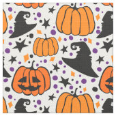 Halloween Jack O'Lantern und Rotzhut Weiß Stoff (Nahaufnahme)