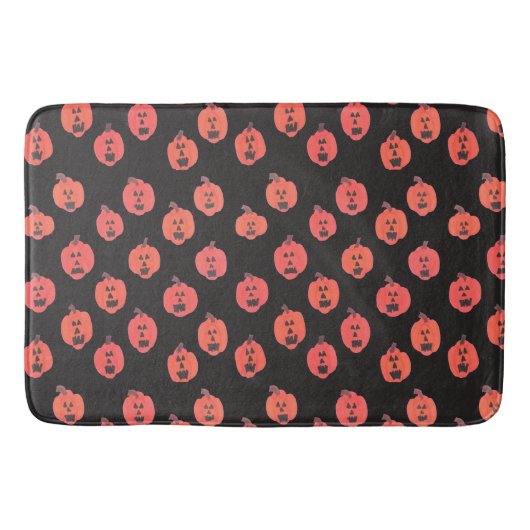 Halloween Jack O'Lanterns Orange & Black Badematte (Vorderseite)