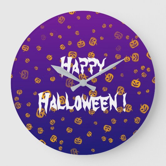 Halloween Jack Pumpkins Große Wanduhr (Vorderseite)