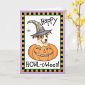 Halloween Jack Russell Terrier Karte (Gelbe Blume)