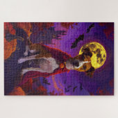 Halloween Jack Russell Vampire Pumpkins Beängstige Puzzle (Horizontal)