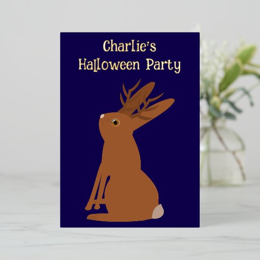 Halloween Jackalope Trick oder Treat Custom Folieneinladung (Stehend vorne)