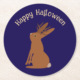 Halloween Jackalope Trick oder Treat Custom Runder Pappuntersetzer