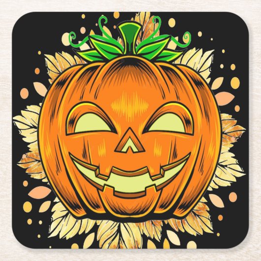 Halloween Jackolantern Spooky Pumpkin Rechteckiger Pappuntersetzer (Vorderseite)