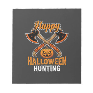 Halloween-Jagd gekreuzte Äxte Kürbislaterne Notizblock