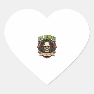 Halloween-Jagd Nacht Gehörnter Totenkopf Rosen Kür Herz-Aufkleber