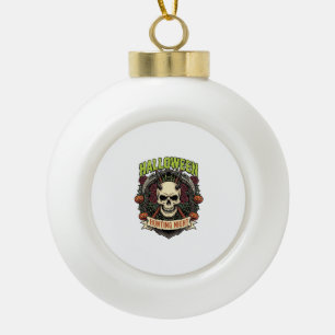 Halloween-Jagd Nacht Gehörnter Totenkopf Rosen Kür Keramik Kugel-Ornament