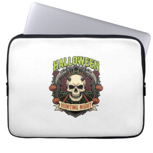 Halloween-Jagd Nacht Gehörnter Totenkopf Rosen Kür Laptopschutzhülle