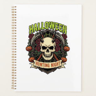 Halloween-Jagd Nacht Gehörnter Totenkopf Rosen Kür Planer