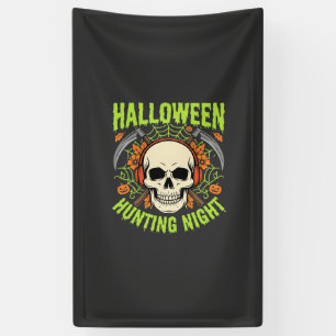 Halloween-Jagd-Nacht-Totenkopf-Sense-Vektor-Design Banner