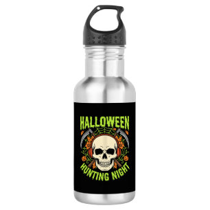 Halloween-Jagd-Nacht-Totenkopf-Sense-Vektor-Design Edelstahlflasche